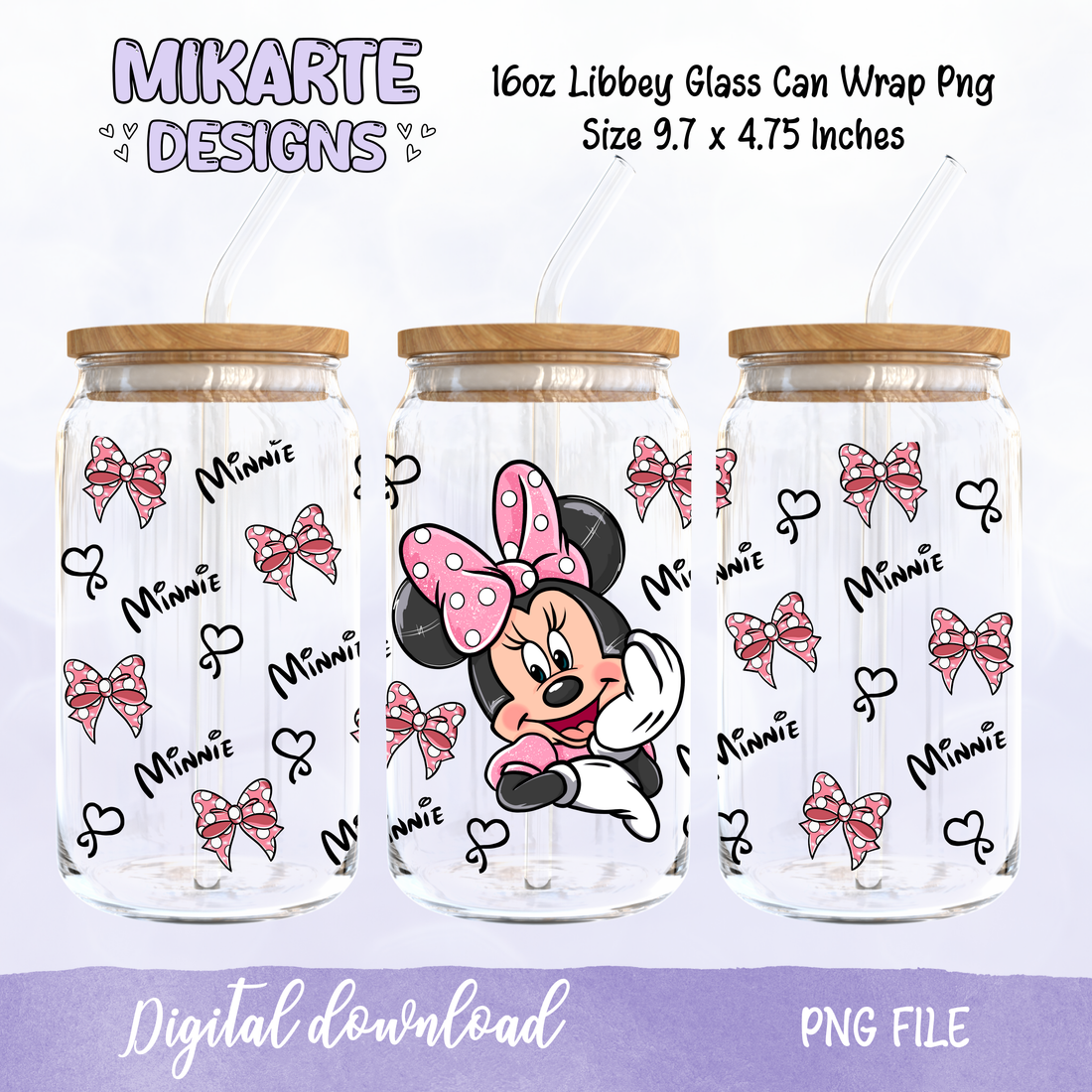 Mouse Girl | 16oz Glass Can PNG Digital Design