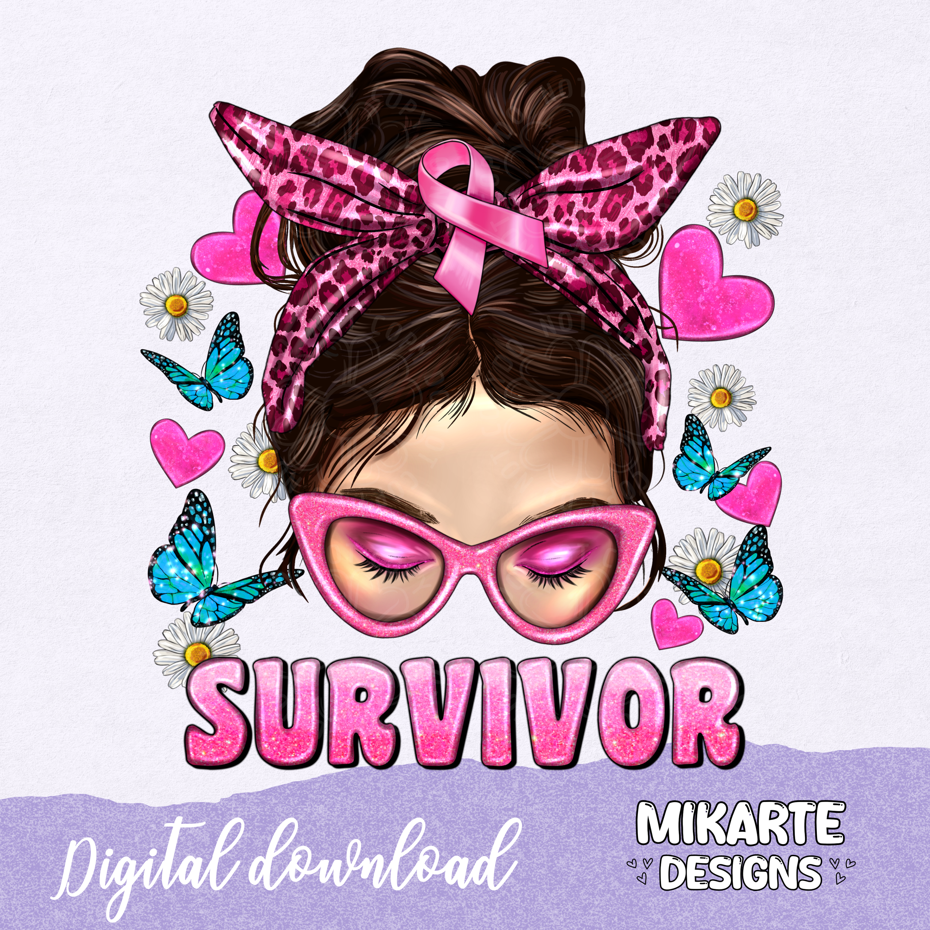 Sobreviviente de Cáncer Moño Desordenado | Diseño Digital PNG