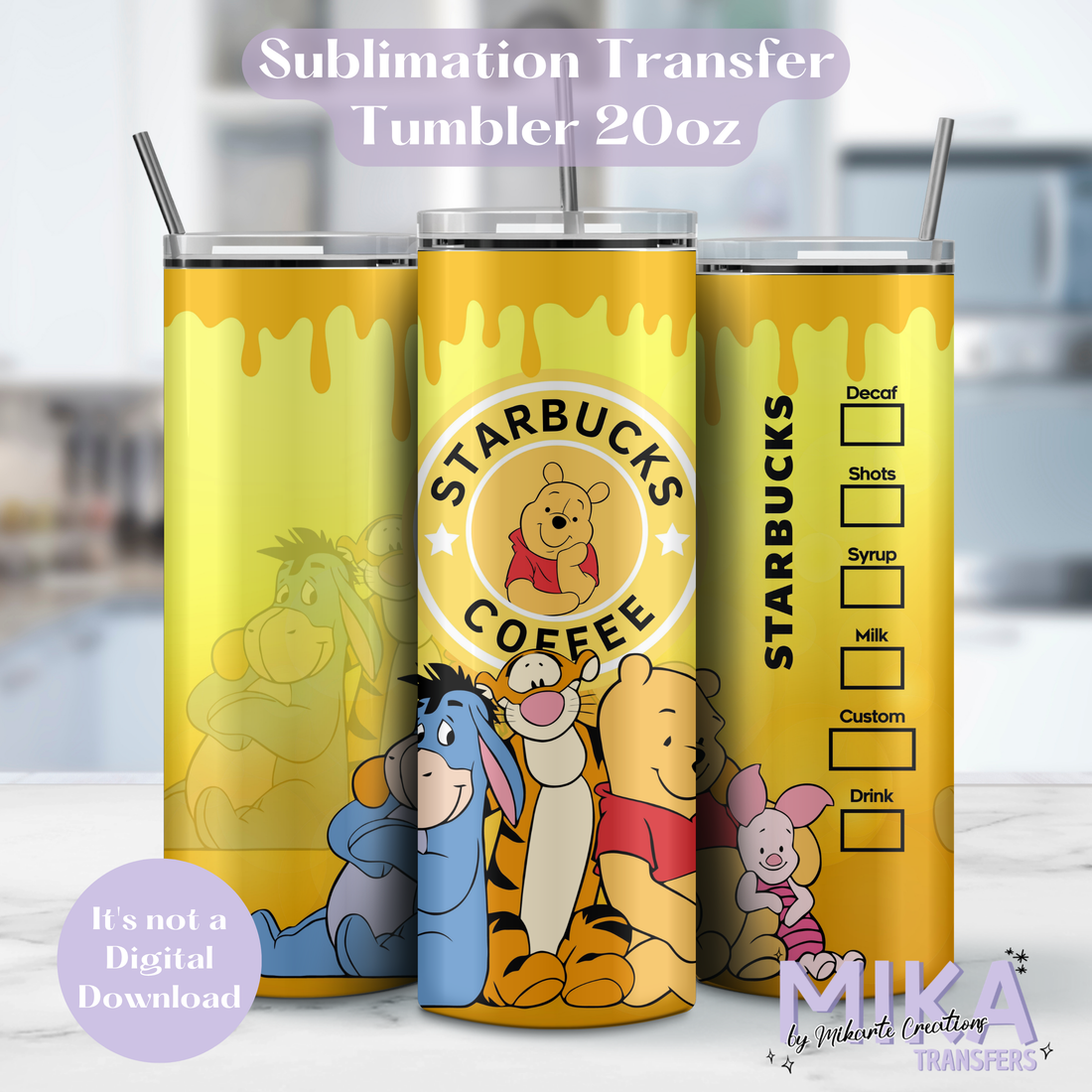 Character Pooh | Tumbler Sublimation Transfer
