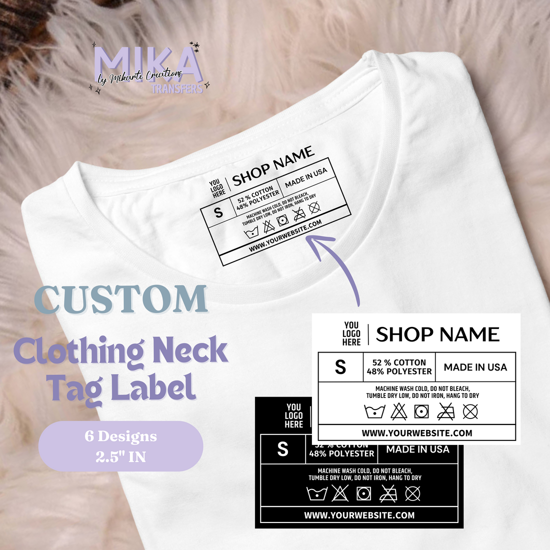 50 Clothing Neck Tag Label