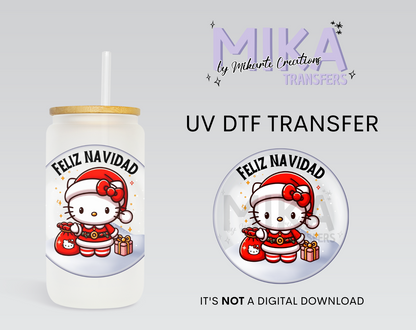 Christmas Cat Snow Ball | UV DTF Decal