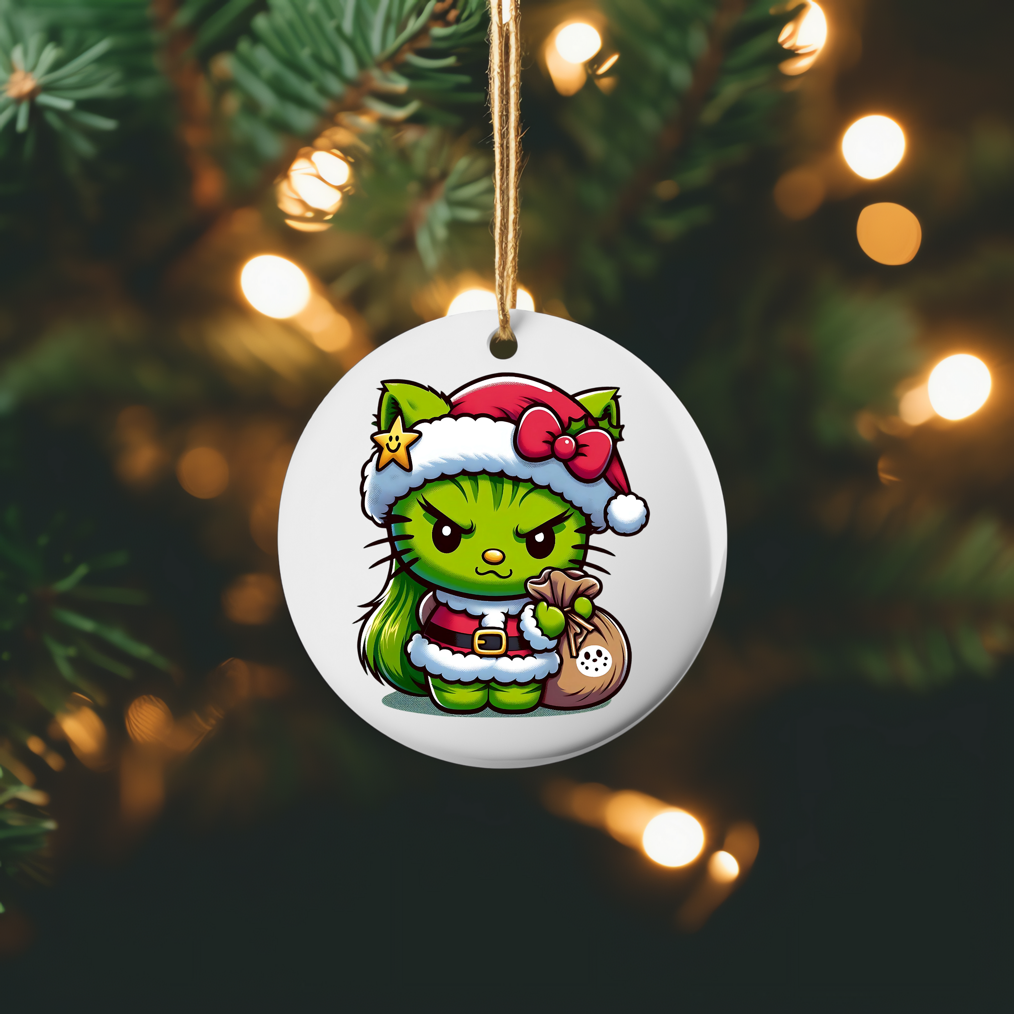 Christmas CatGrinch | Ornament UV DTF Sticker