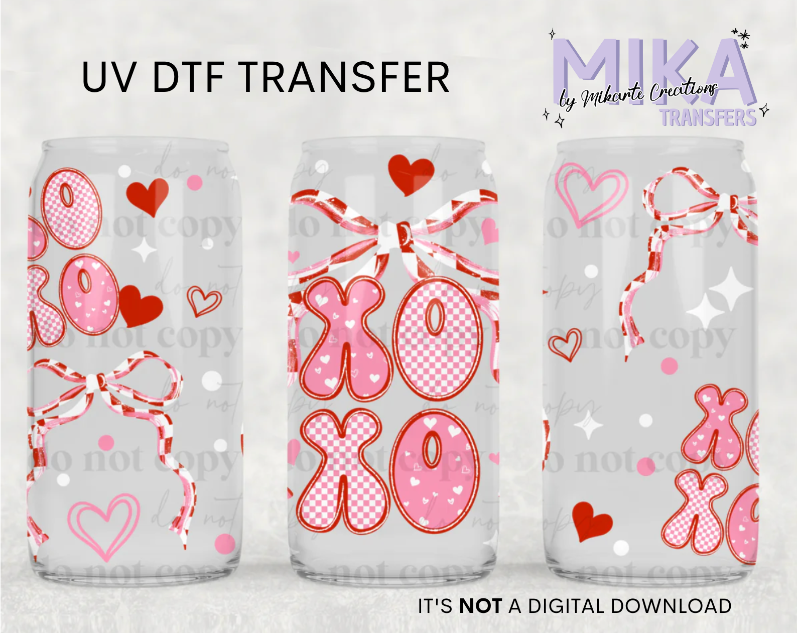 Xoxo Checker Bows | UV DTF