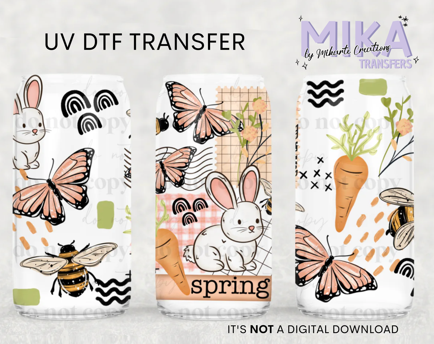 Spring Bunny and Stamps | UV DTF