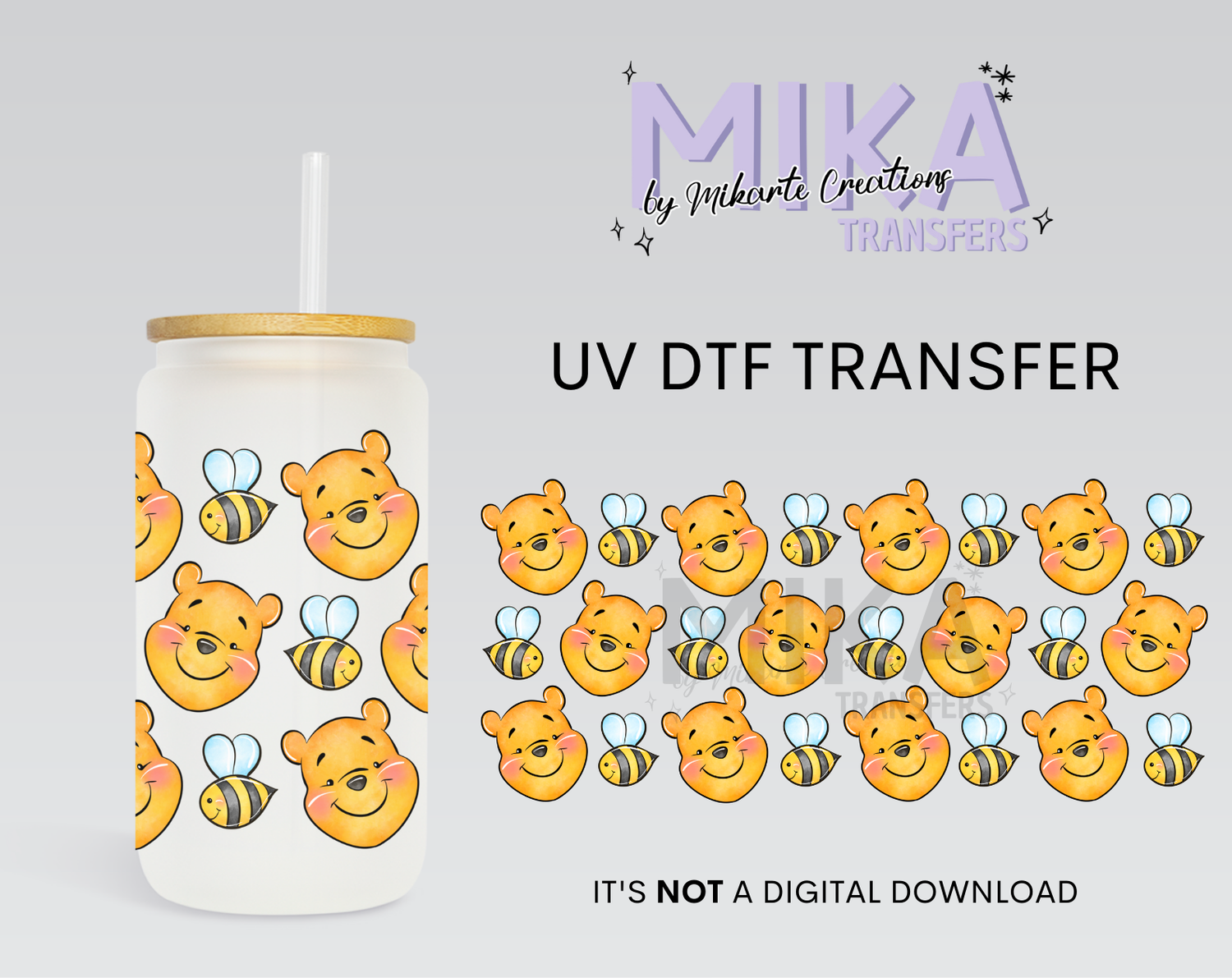 Bear and bees | UV DTF Wrap