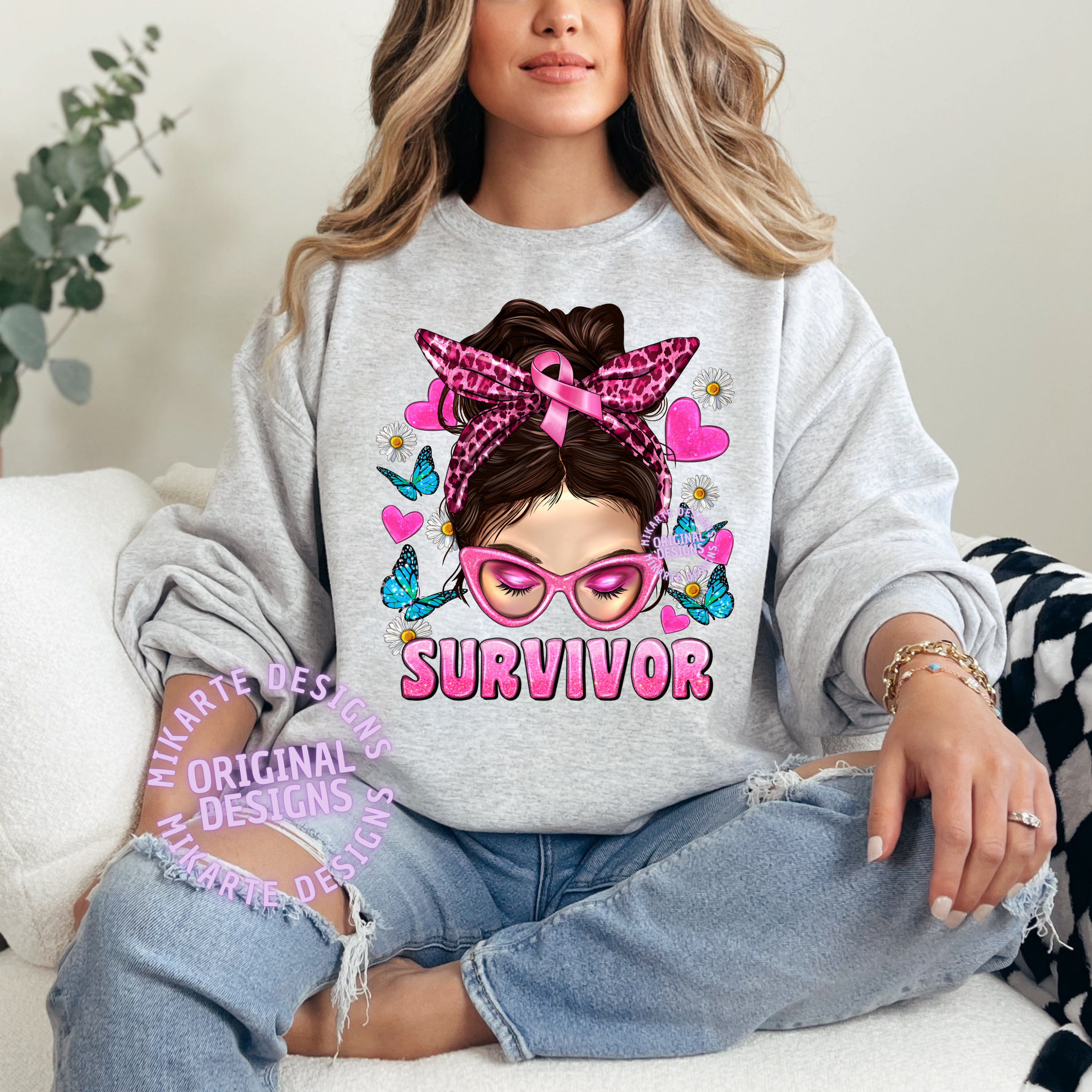 Sobreviviente de Cáncer Moño Desordenado | Diseño Digital PNG