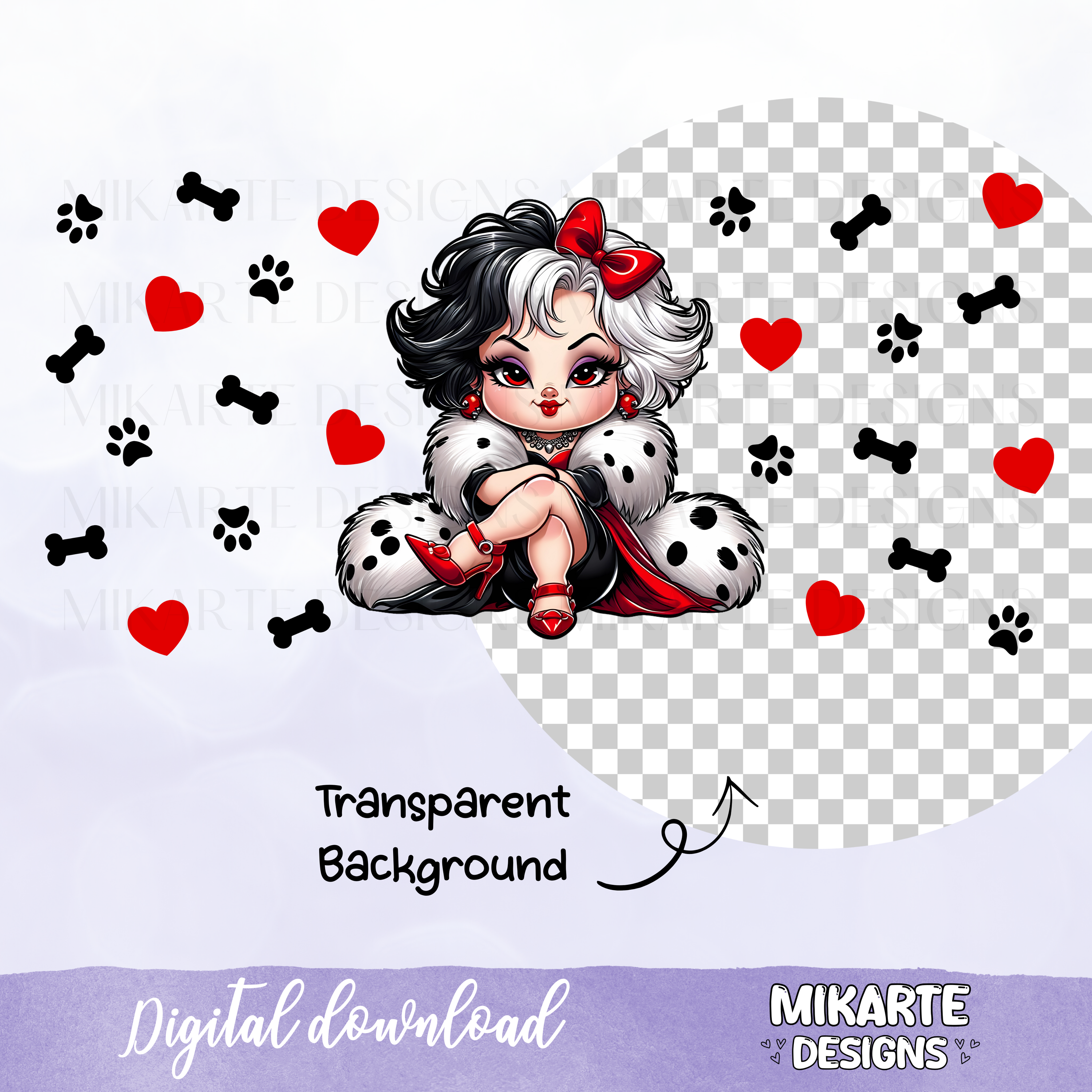 Cruella Malvada | Diseño Digital PNG para Vaso de Vidrio de 16oz