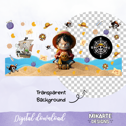One Piece Anime | 16oz Glass Can PNG Digital Design
