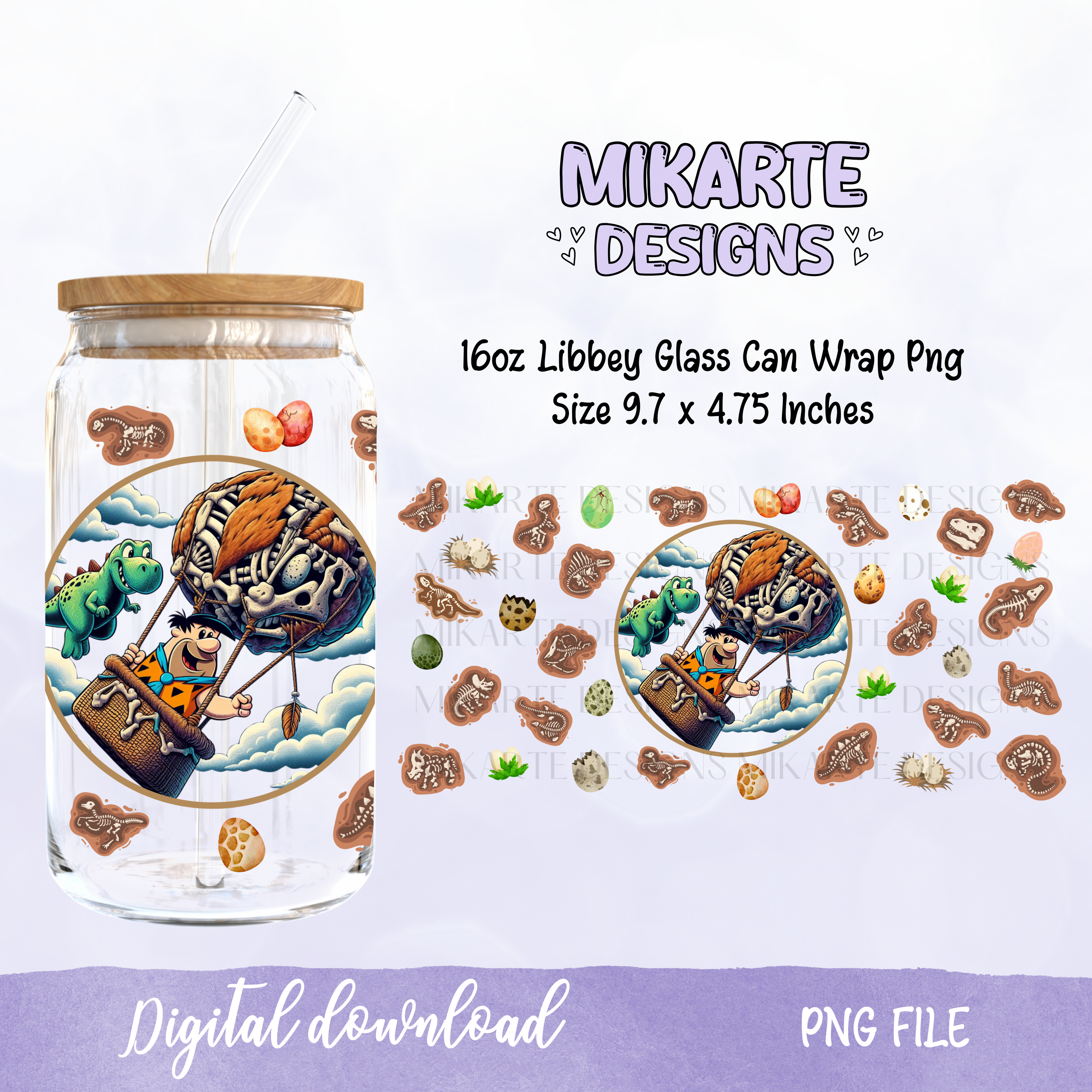 Dibujo animado de los 90 | Diseño digital PNG para vaso de vidrio de 16 oz