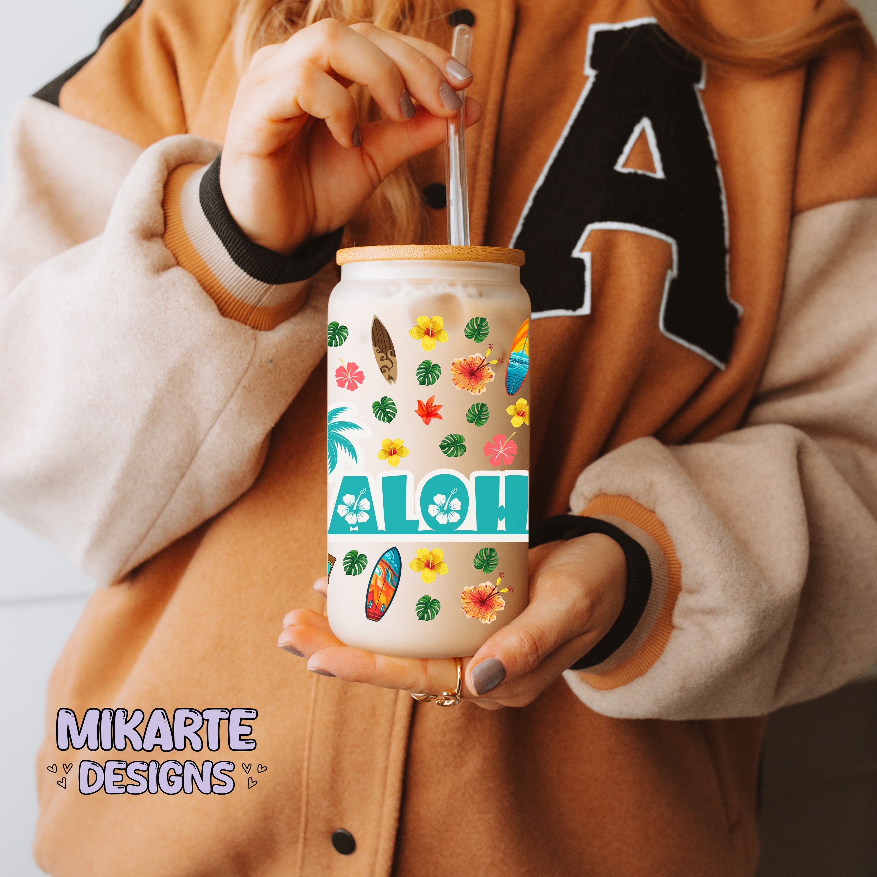 Aloha | Diseño Digital PNG Vaso de Cristal de 16oz