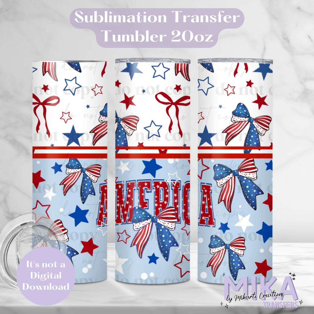 America Bows | Tumbler Sublimation Transfer