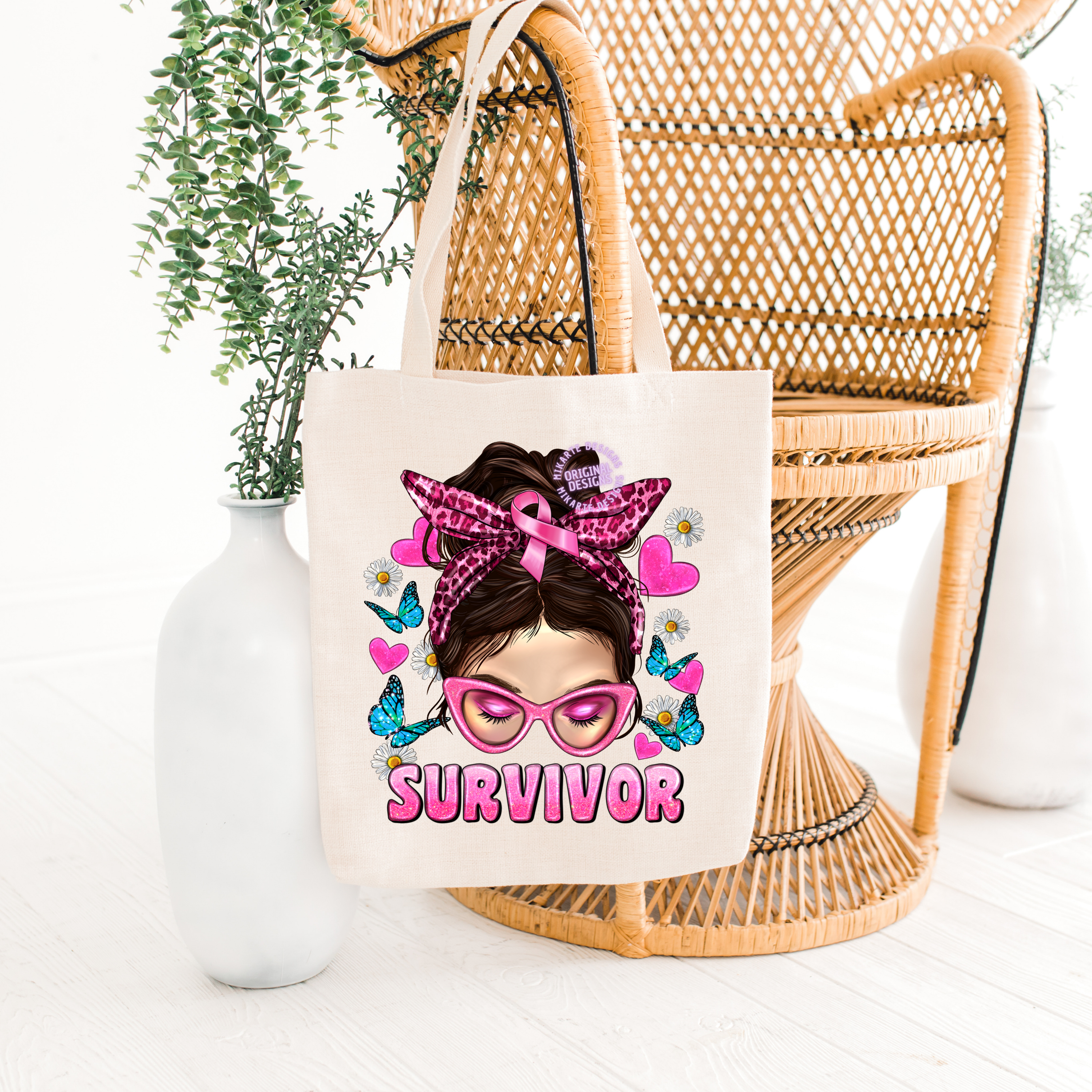 Sobreviviente de Cáncer Moño Desordenado | Diseño Digital PNG