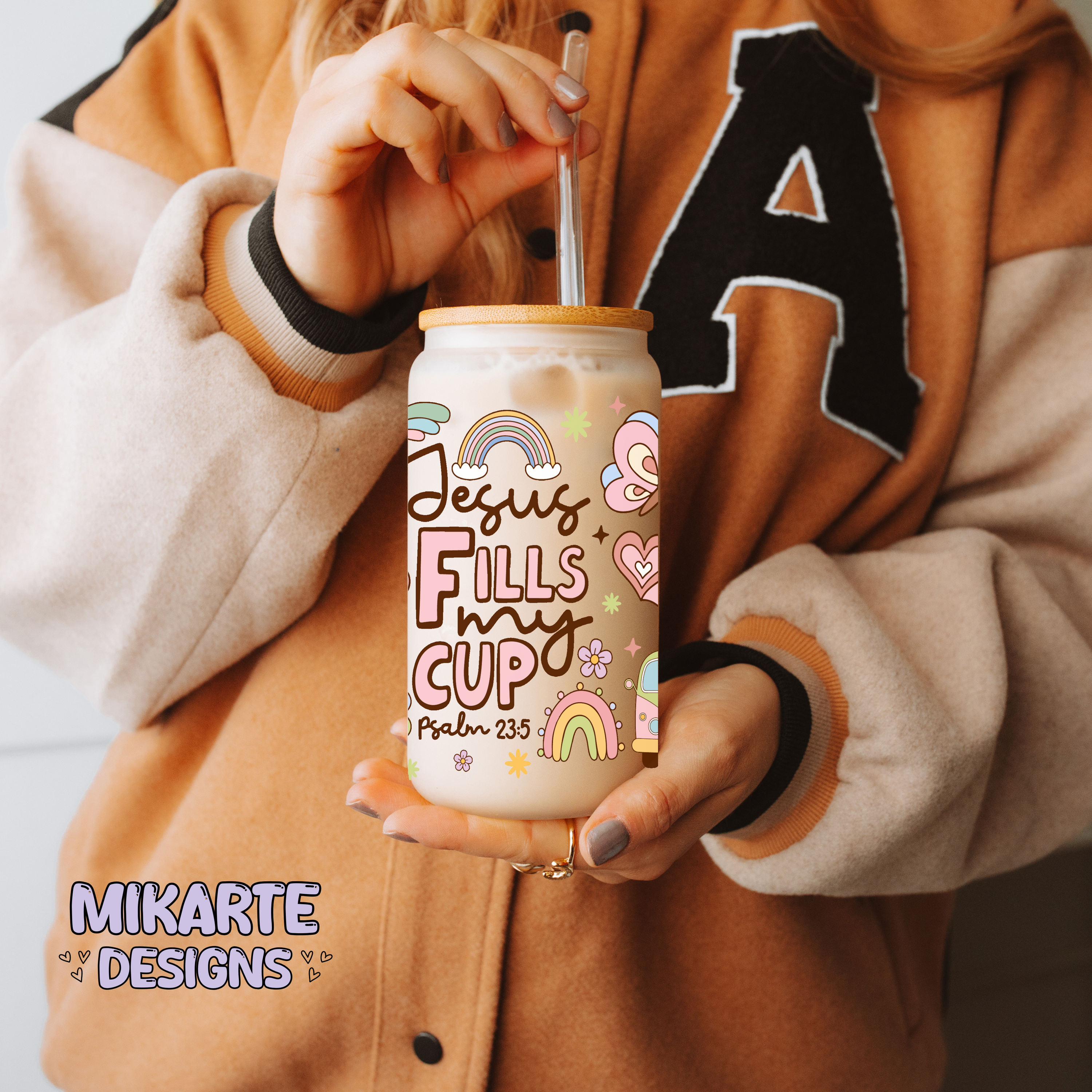 Jesús llena mi copa | Diseño digital PNG de vaso de vidrio de 16oz
