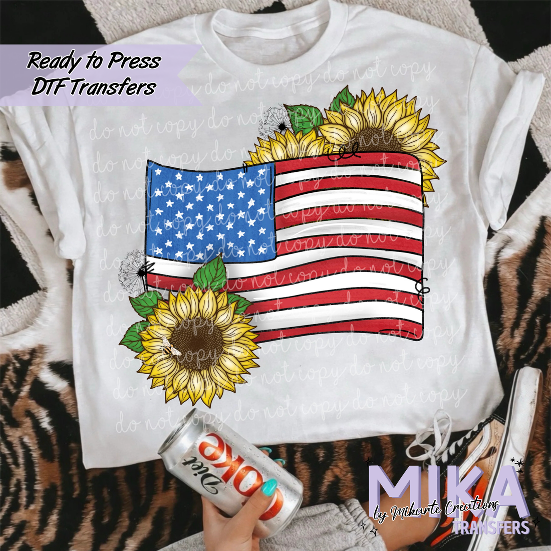 Flag and Sunflowers | DTF transfers