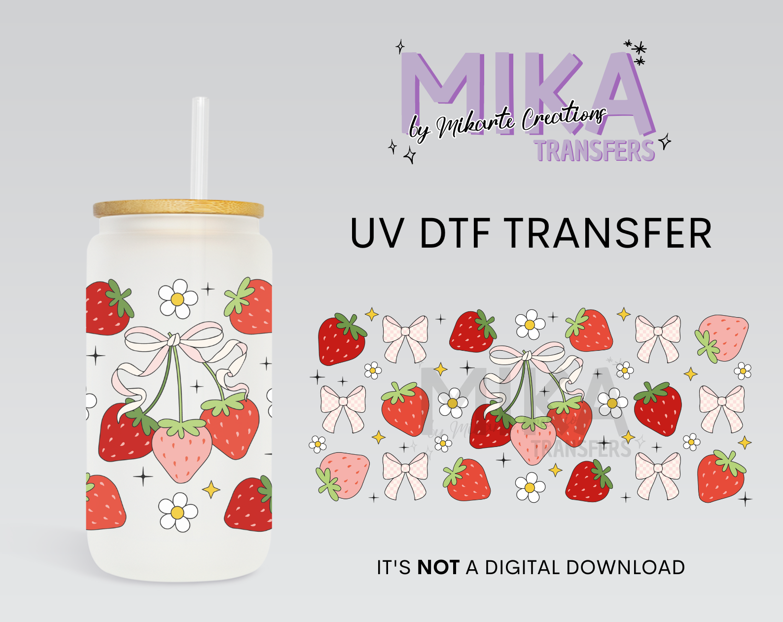 Strawberry &amp; Bows | UV DTF Wrap