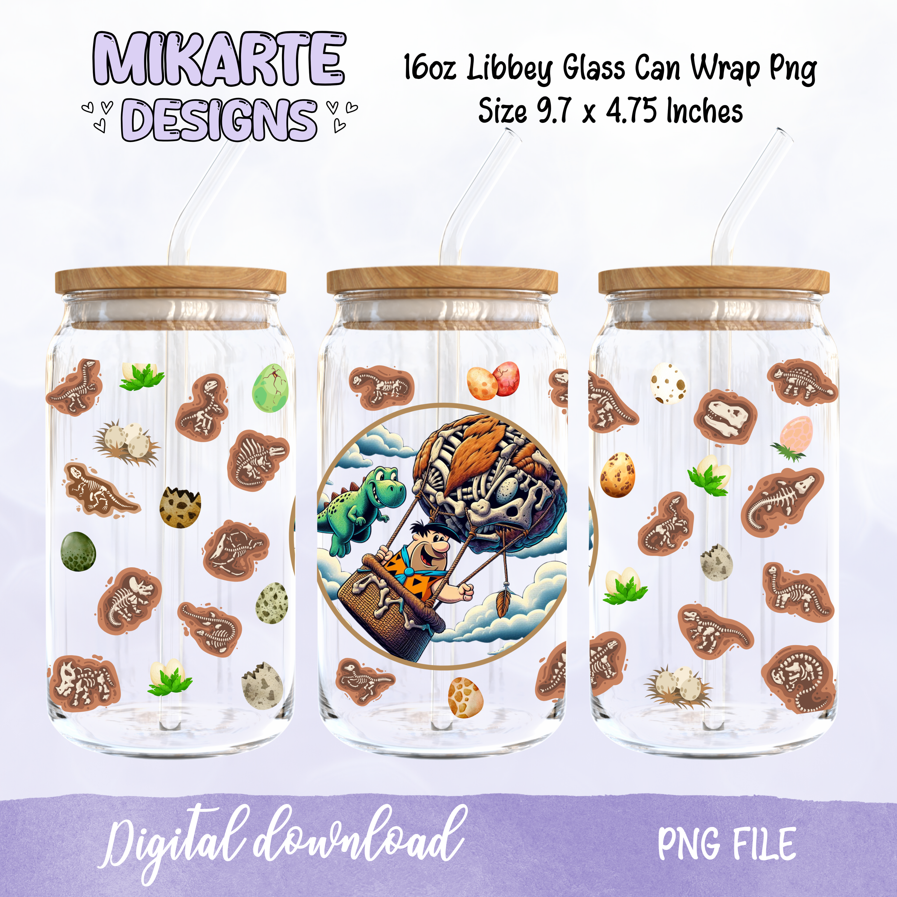Dibujo animado de los 90 | Diseño digital PNG para vaso de vidrio de 16 oz