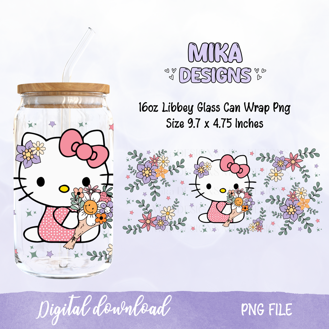 Kat Spring | 16oz Glass Can PNG Digital Design