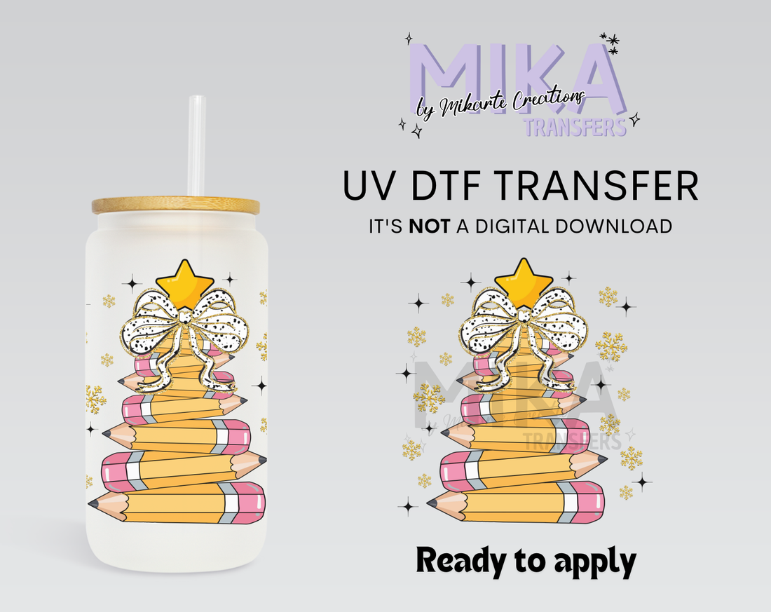 Christmas pencil tree | UV DTF Decal