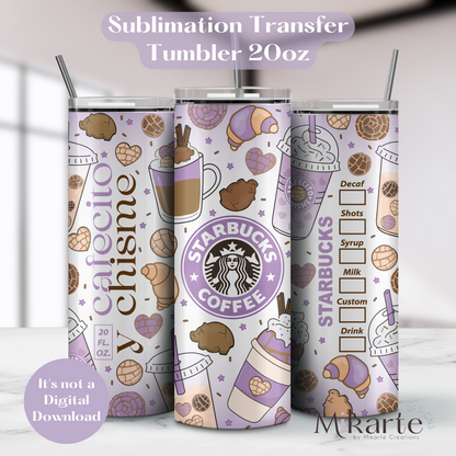 Cafecito y Chisme - Tumbler Sublimation Transfer