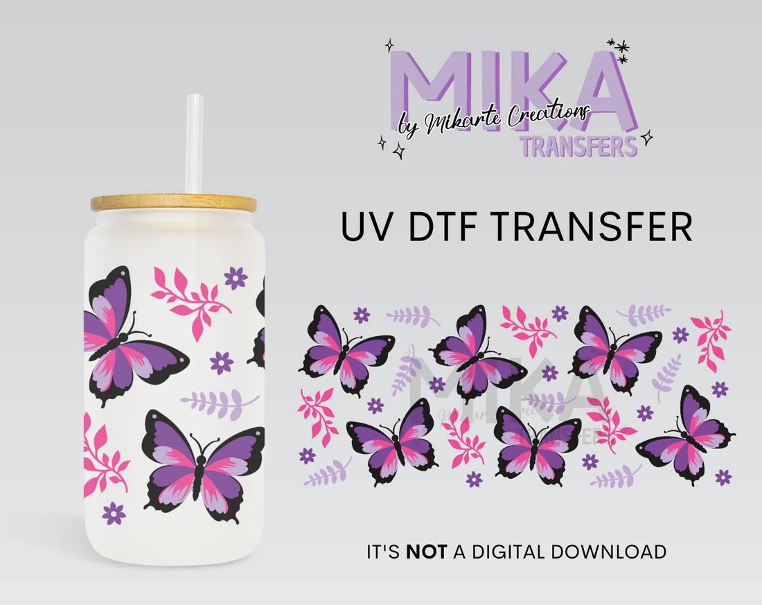 Purple Floral Butterfly | UV DTF Wrap