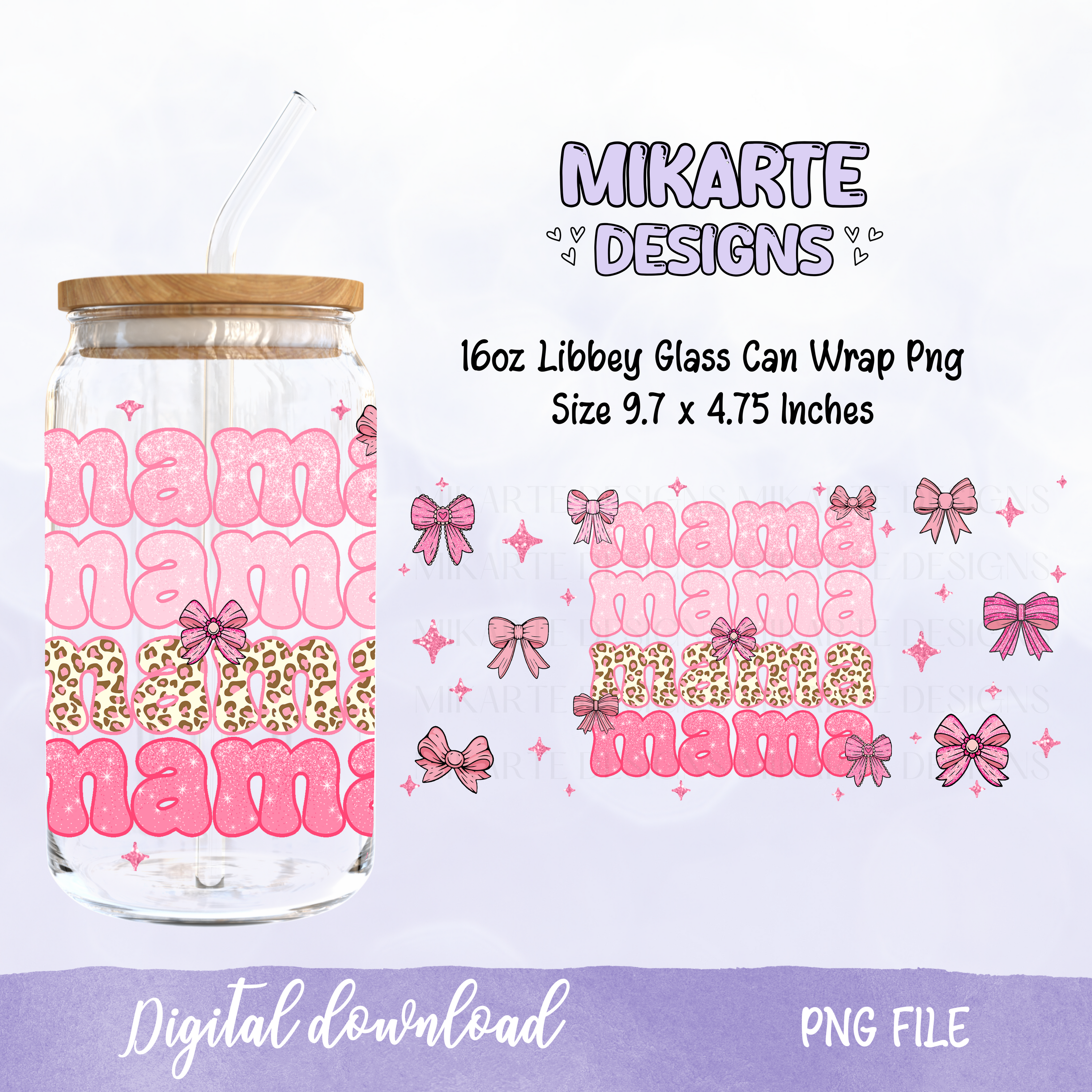 Mama Coqueta | Diseño digital PNG para vaso de vidrio de 16oz