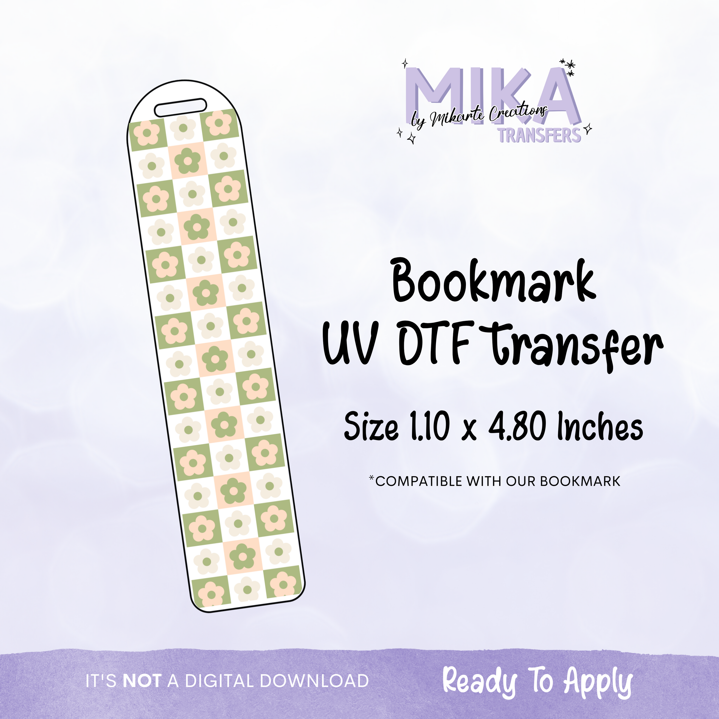 Marcapáginas a cuadros de flores retro | DTF UV