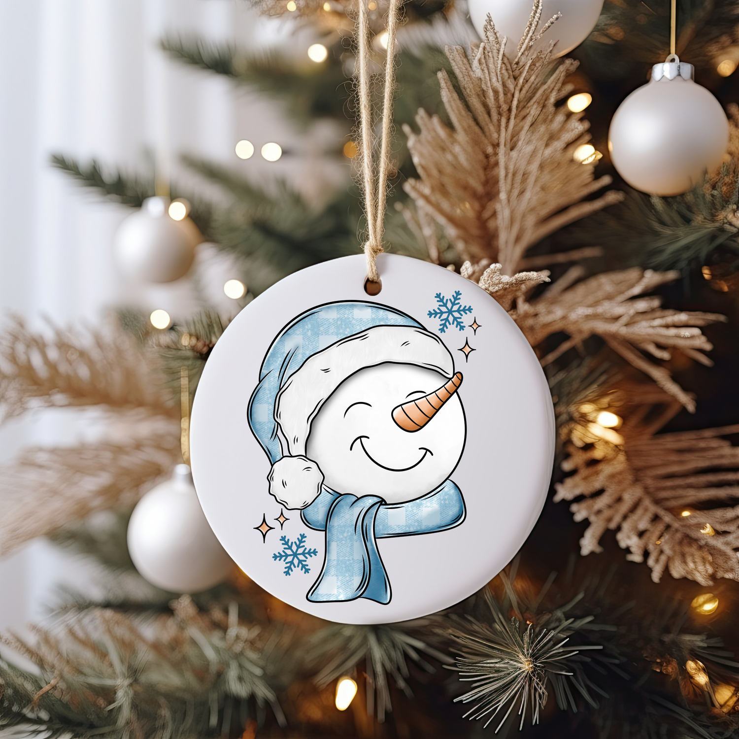 Blue Snowmen | Ornament UV DTF Sticker