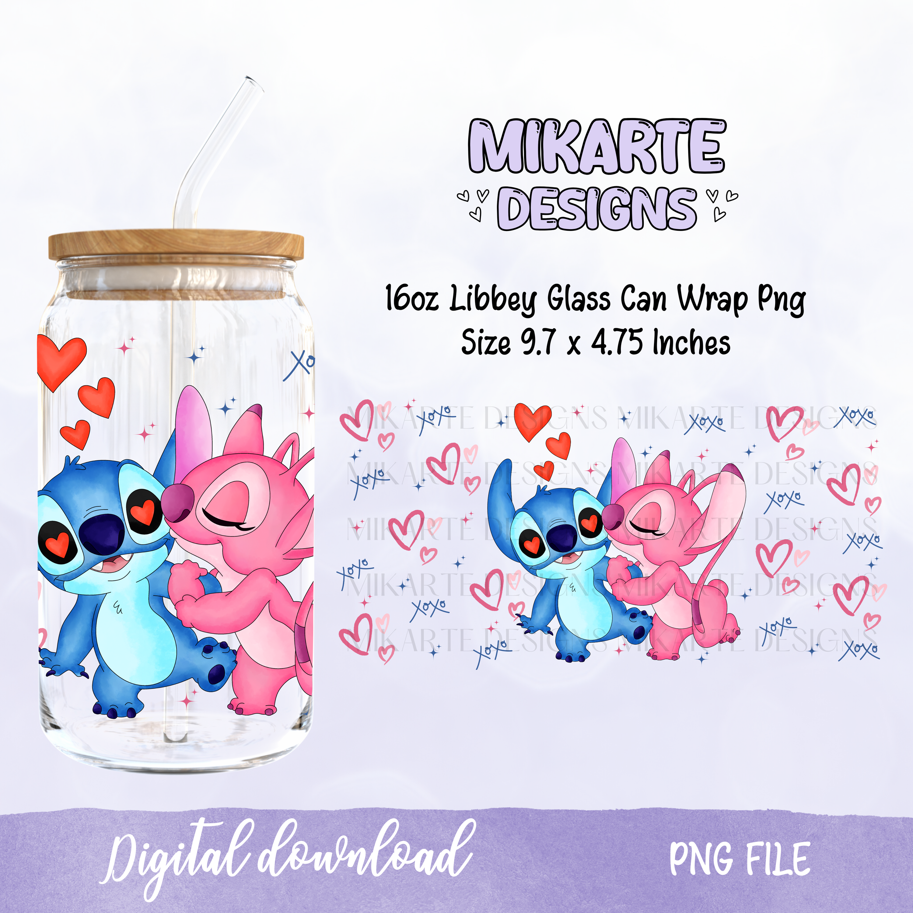 Alien Azul | Diseño digital PNG de vaso de cristal de 16 oz