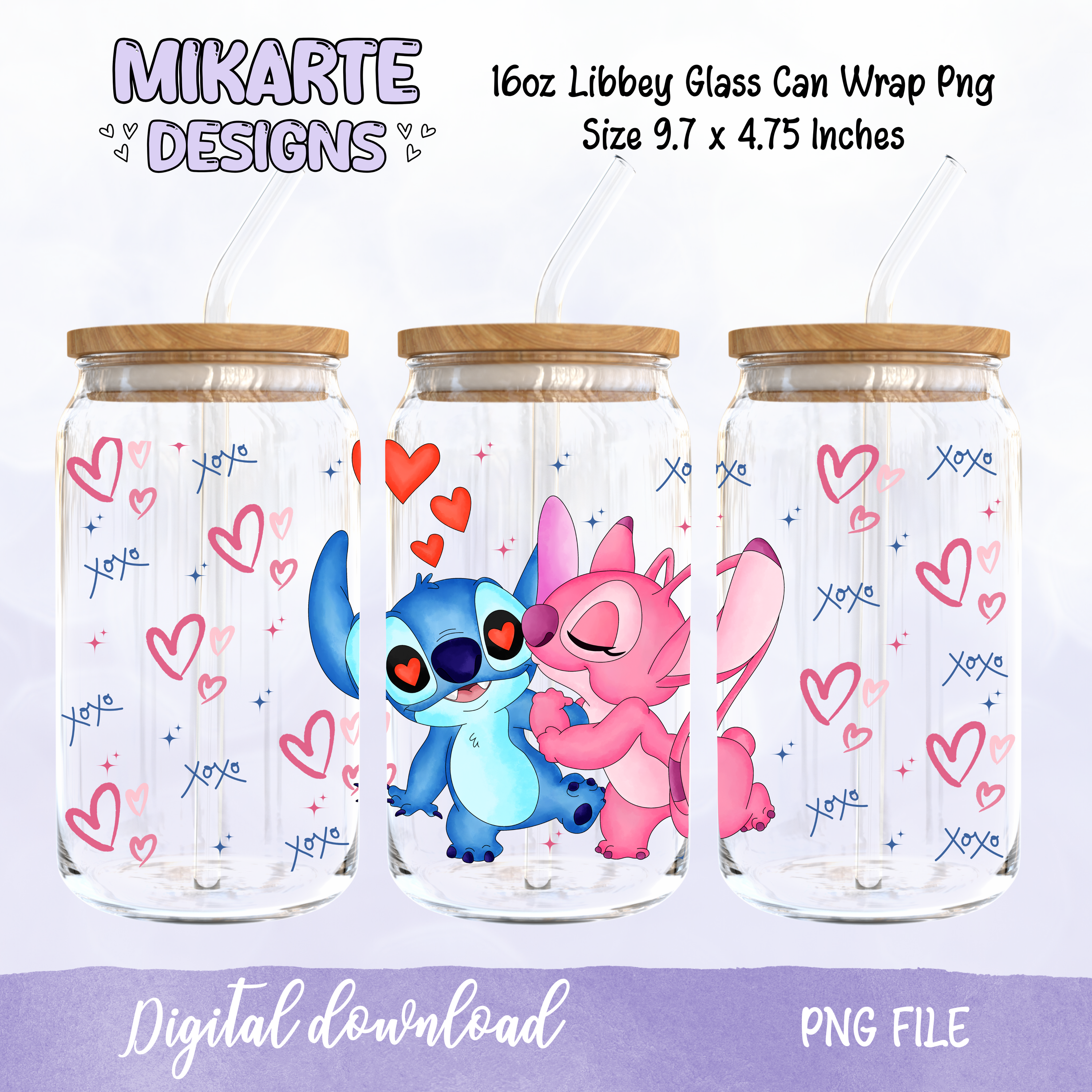 Alien Azul | Diseño digital PNG de vaso de cristal de 16 oz