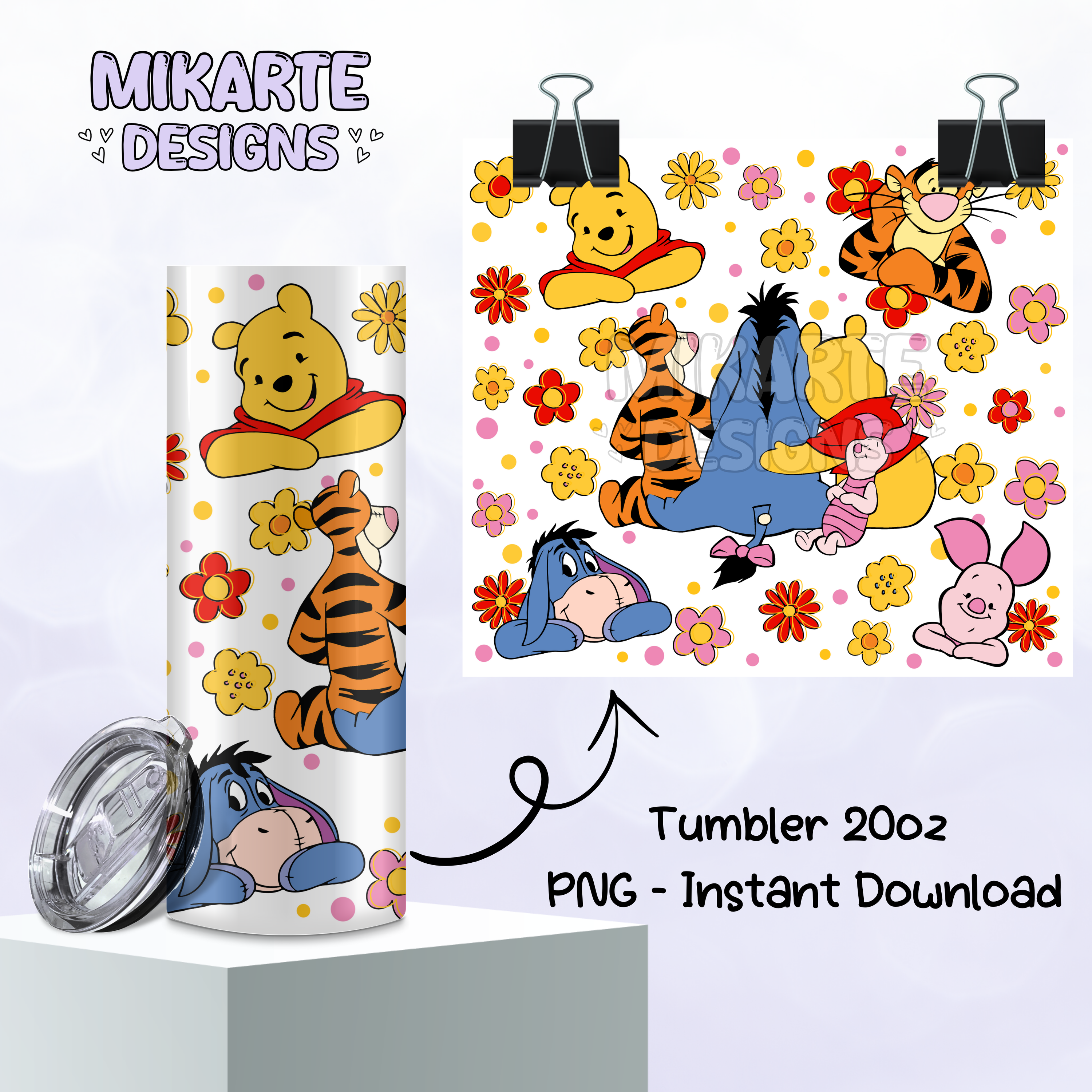 Oso y Amigos | Diseño Digital PNG para Vaso Térmico