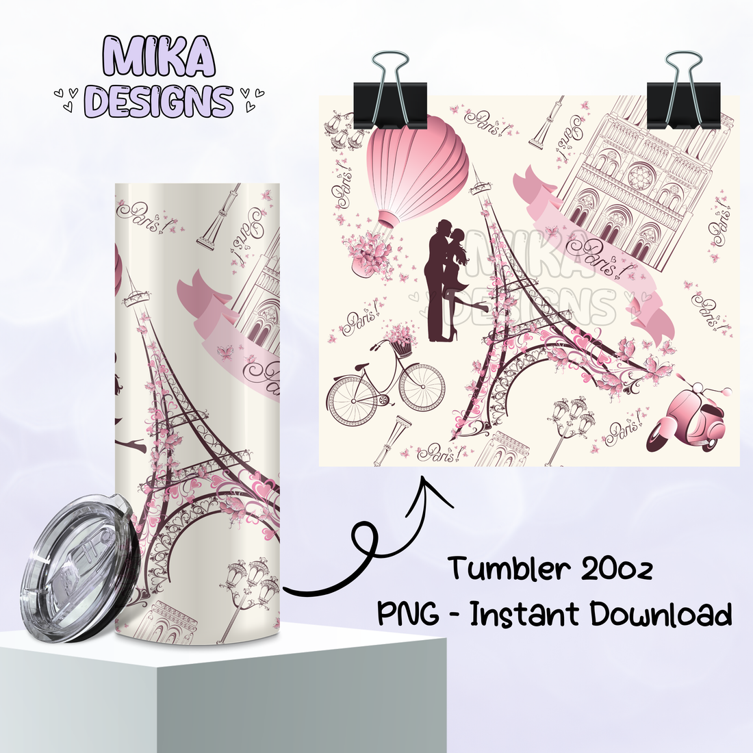 Paris Patter | Tumbler PNG Digital Design