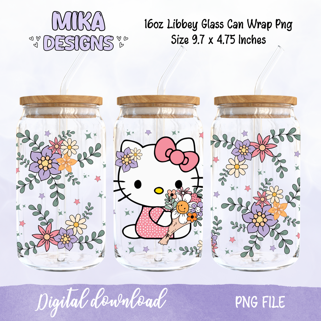 Kat Spring | 16oz Glass Can PNG Digital Design