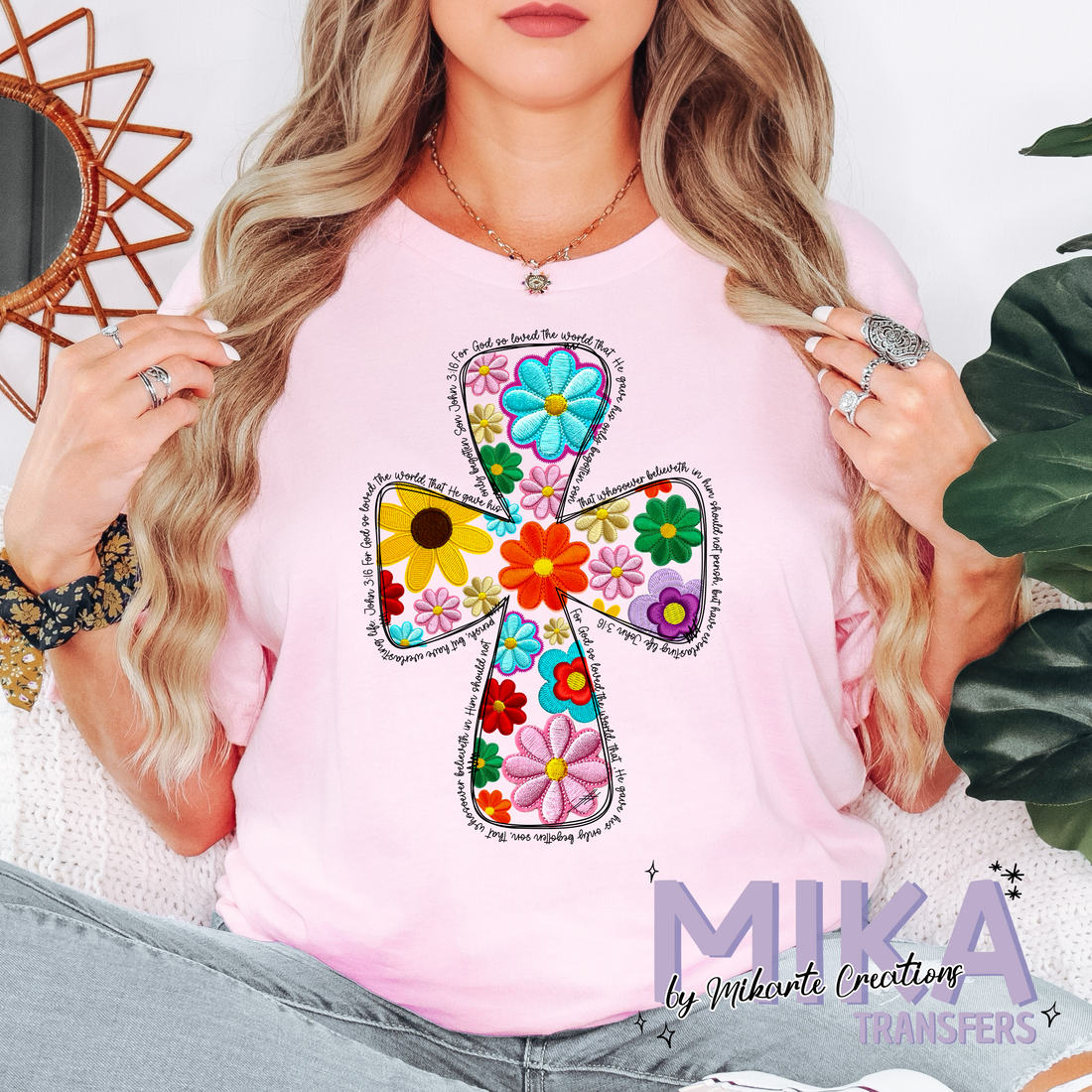 Christian Spring Floral Embroidered | DTF Transfer