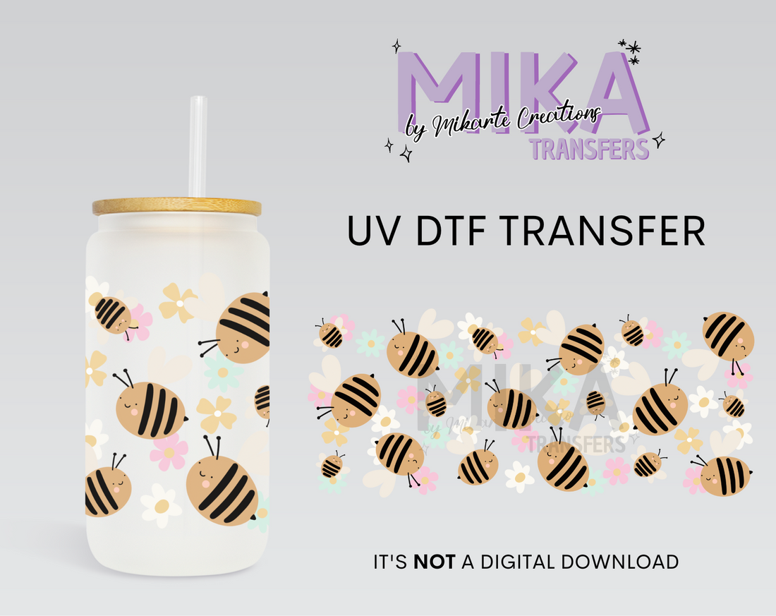 Bumblebee and Flowers | UV DTF Wrap