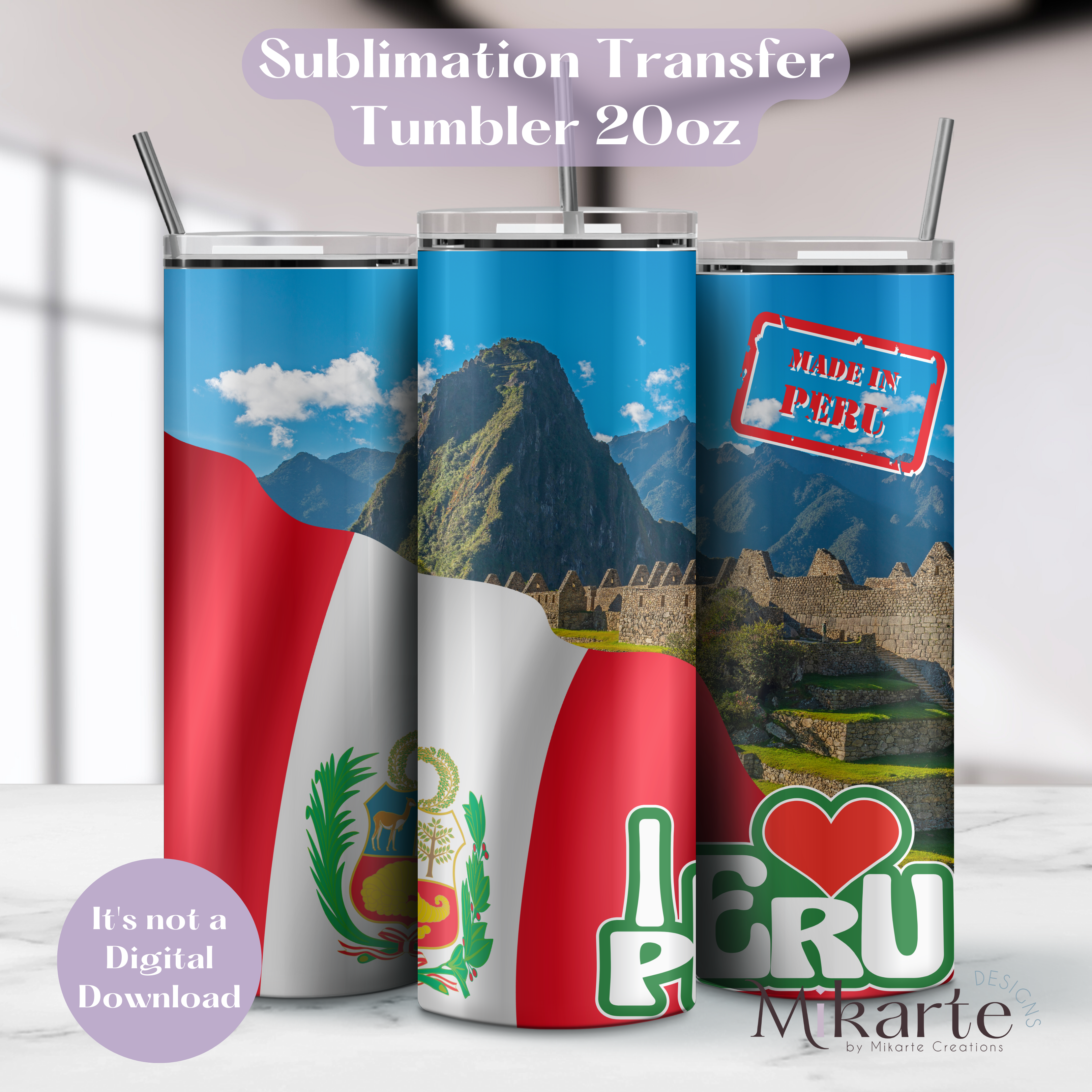 I Love Peru - Tumbler Sublimation Transfer