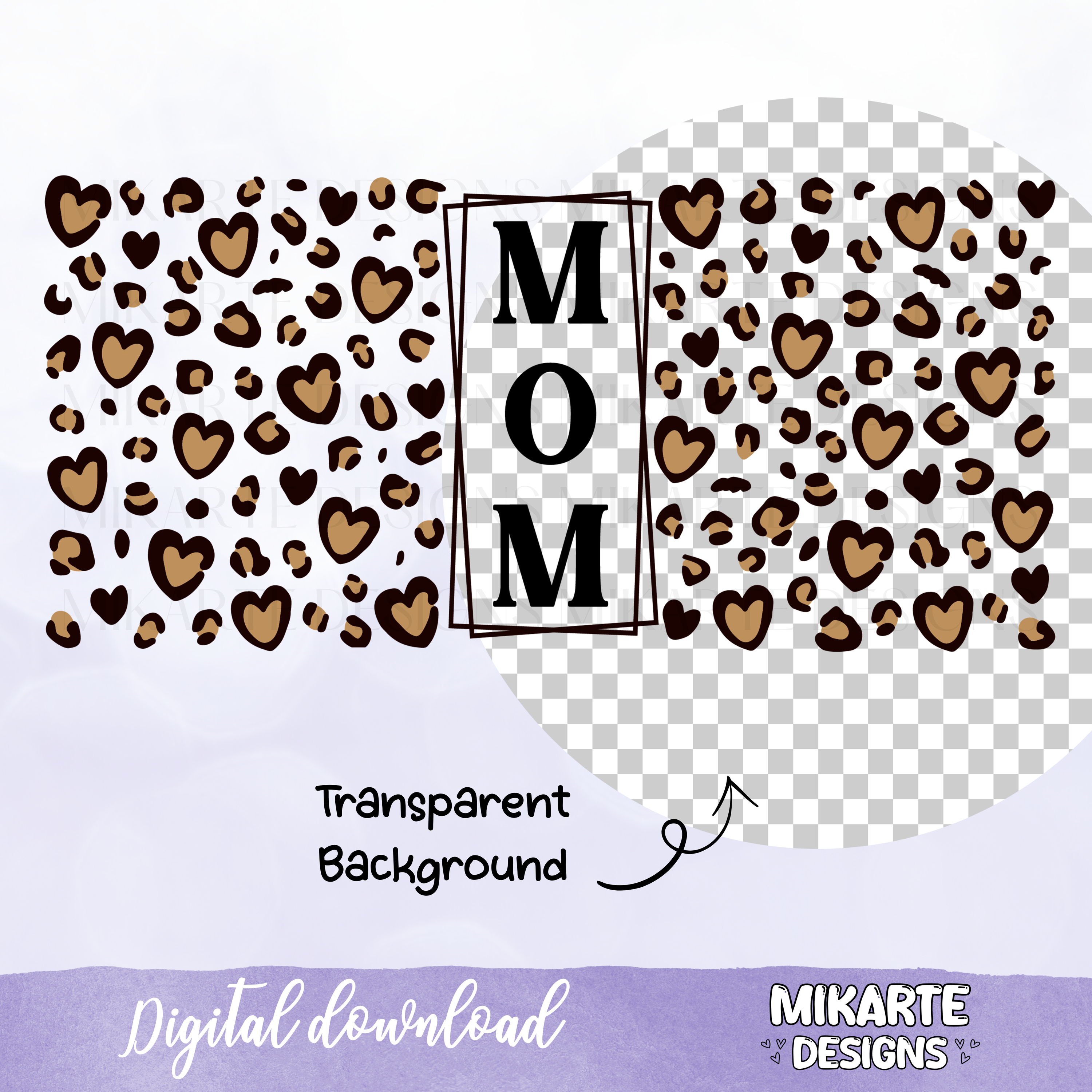 Mamá Animal print | Diseño digital PNG de vaso de vidrio de 16oz