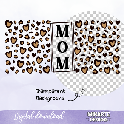 Mom Animal print | 16oz Glass Can PNG Digital Design