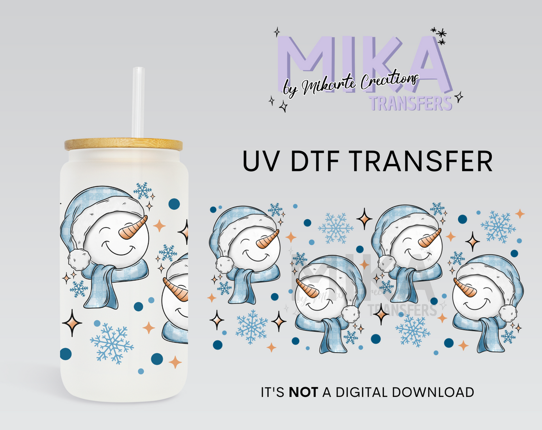 Blue Snowmen | UV DTF Wrap