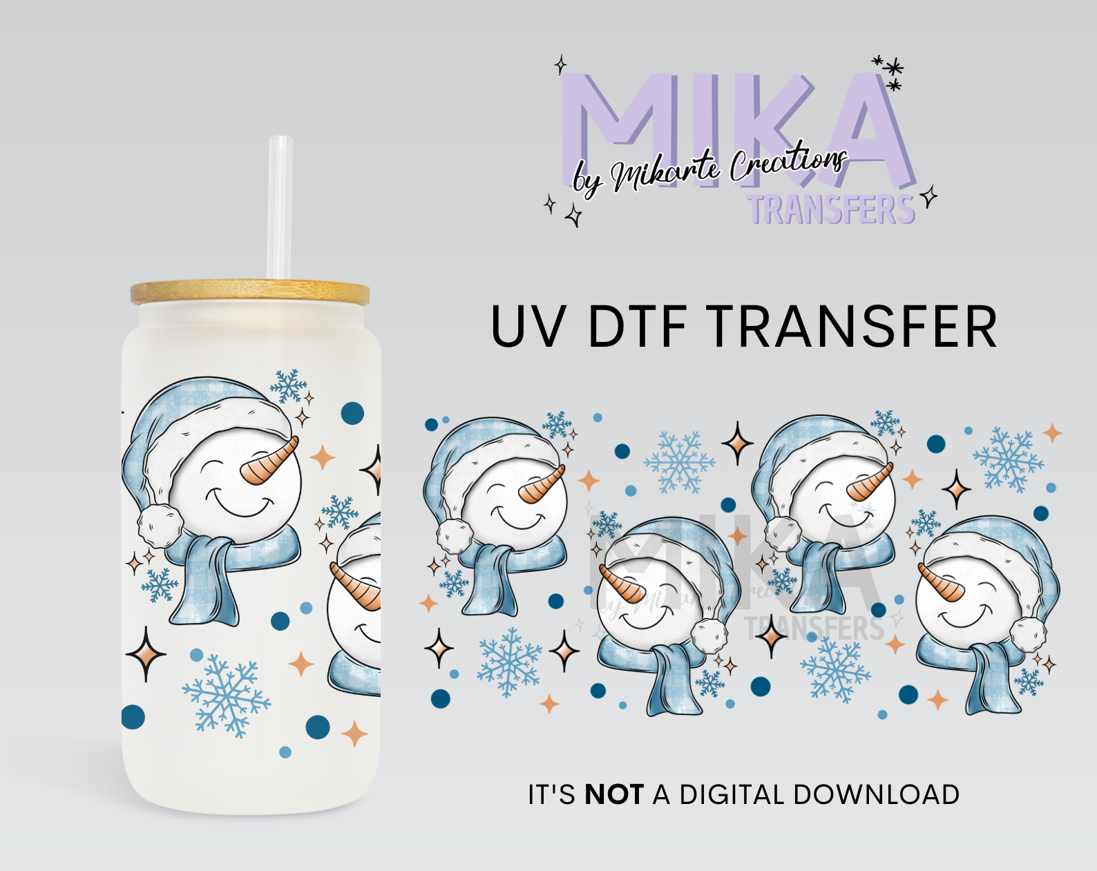 Blue Snowmen | UV DTF Wrap