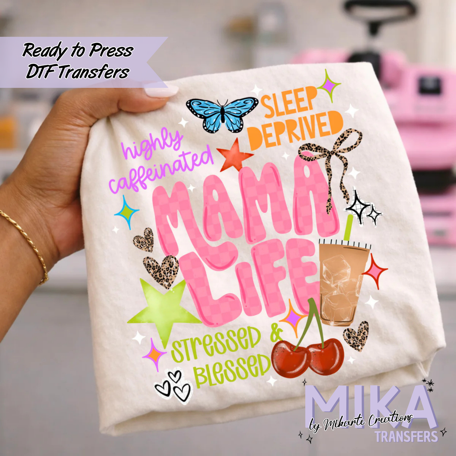 Mama Life with coffee and cherries | DTF transfers