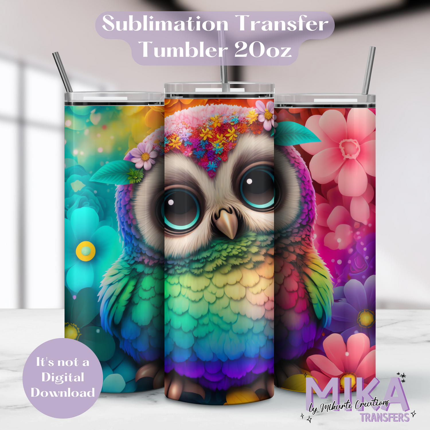 Owl Colorfull | Tumbler Sublimation Transfer