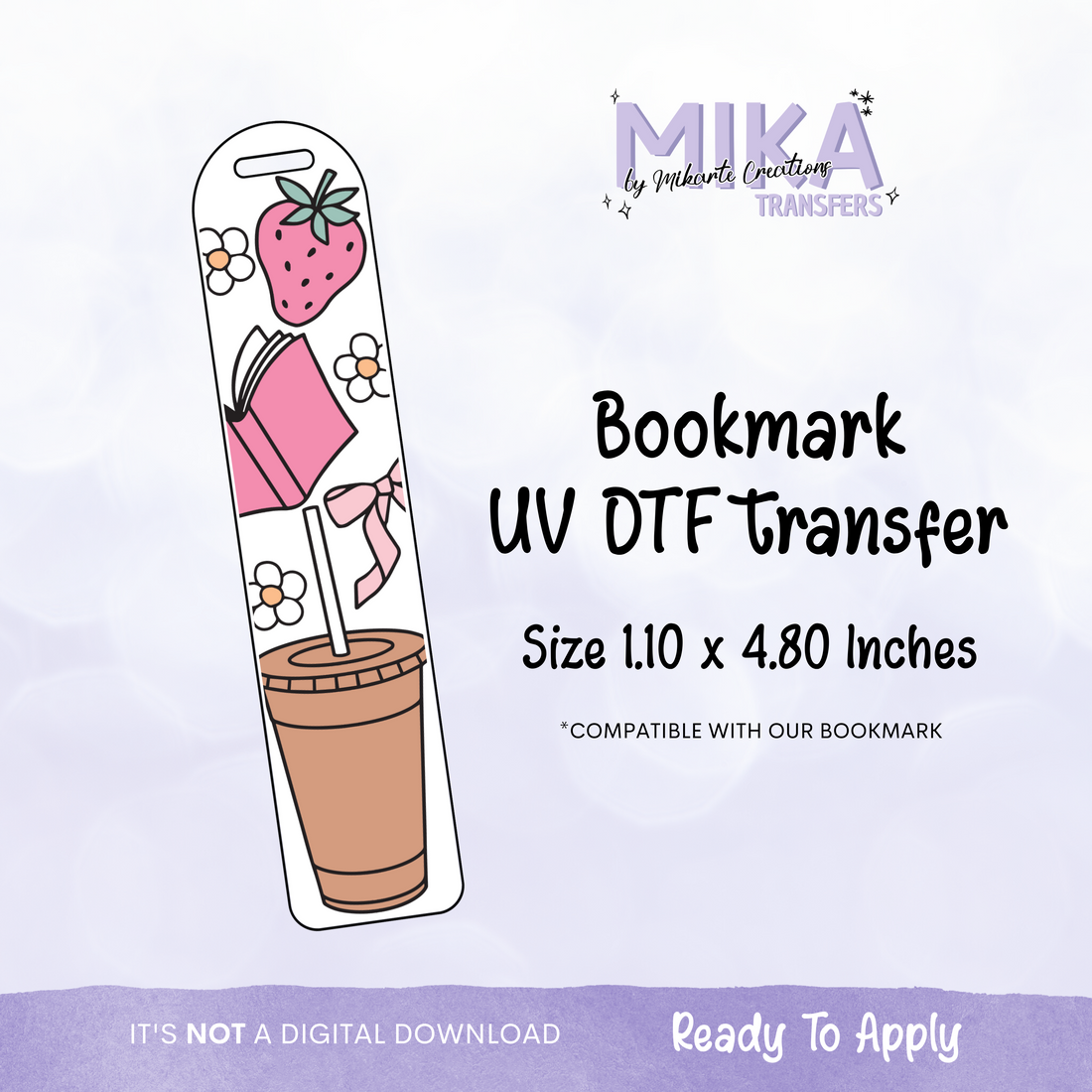 Sweet Strawberry Coffee | Bookmark UV DTF