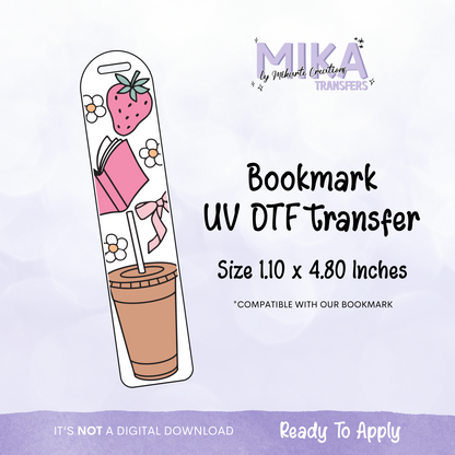 Sweet Strawberry Coffee | Bookmark UV DTF