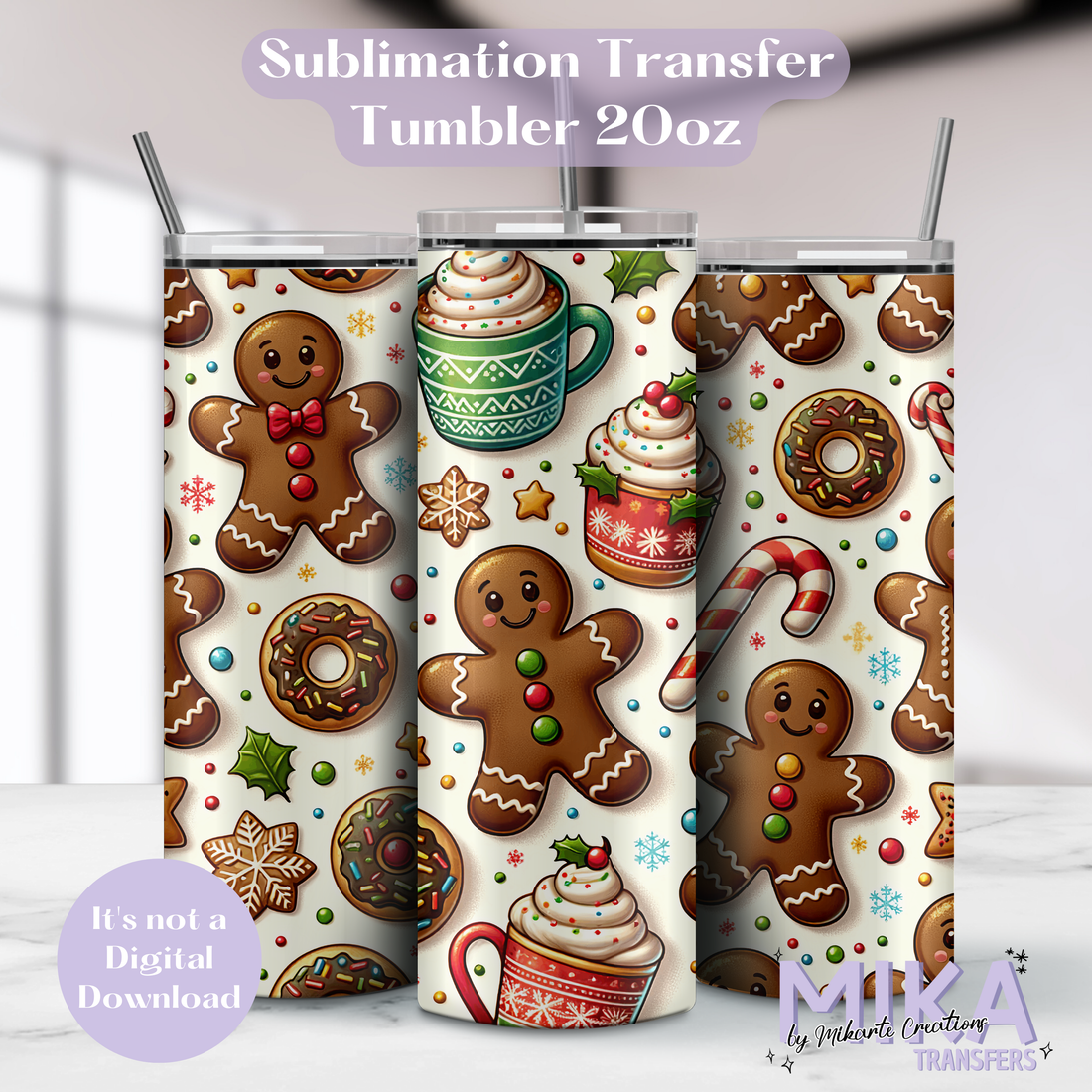 Gingerbread man cookies and donuts | Tumbler Sublimation Transfer