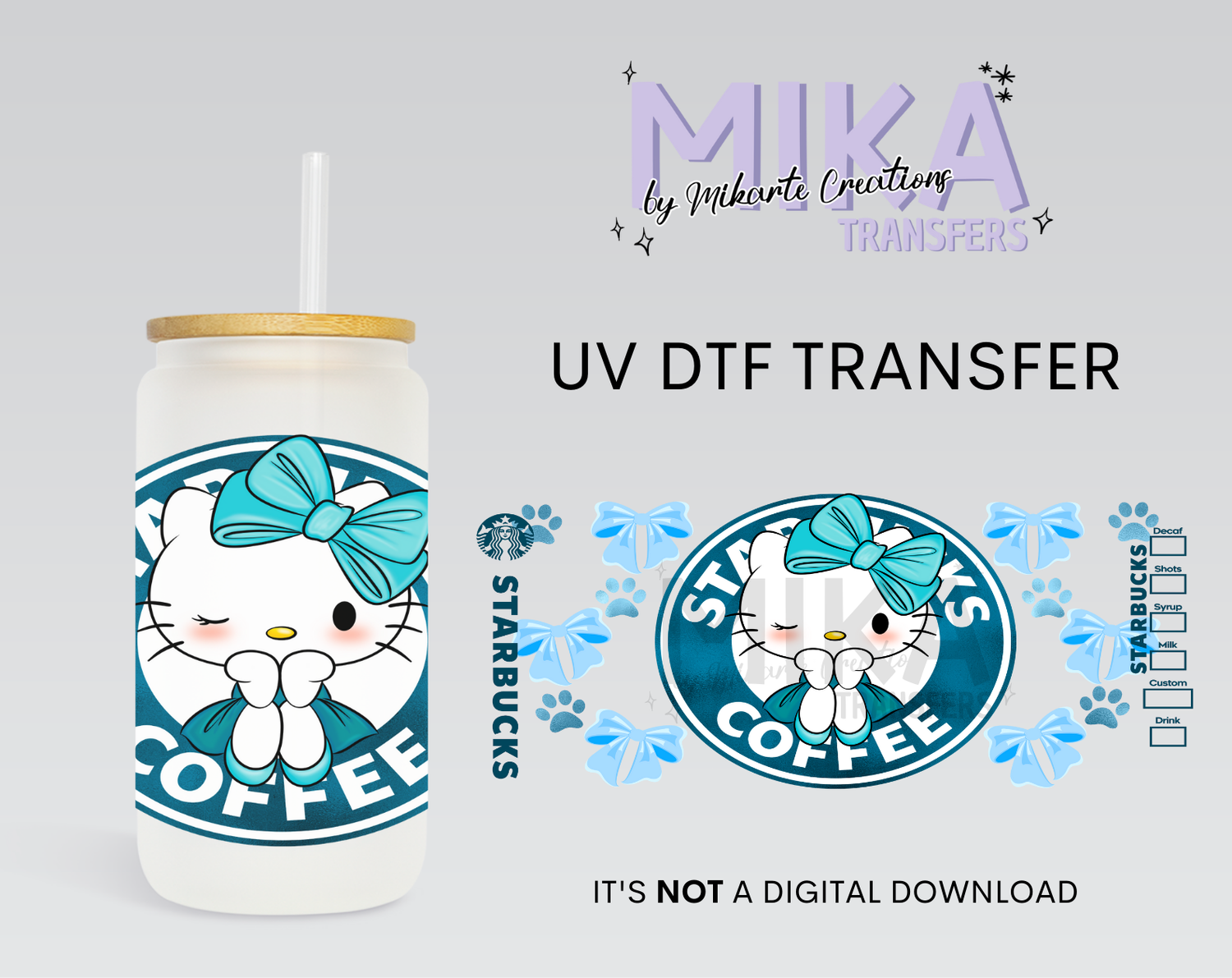 Blue Cat Coffee | UV DTF Wrap