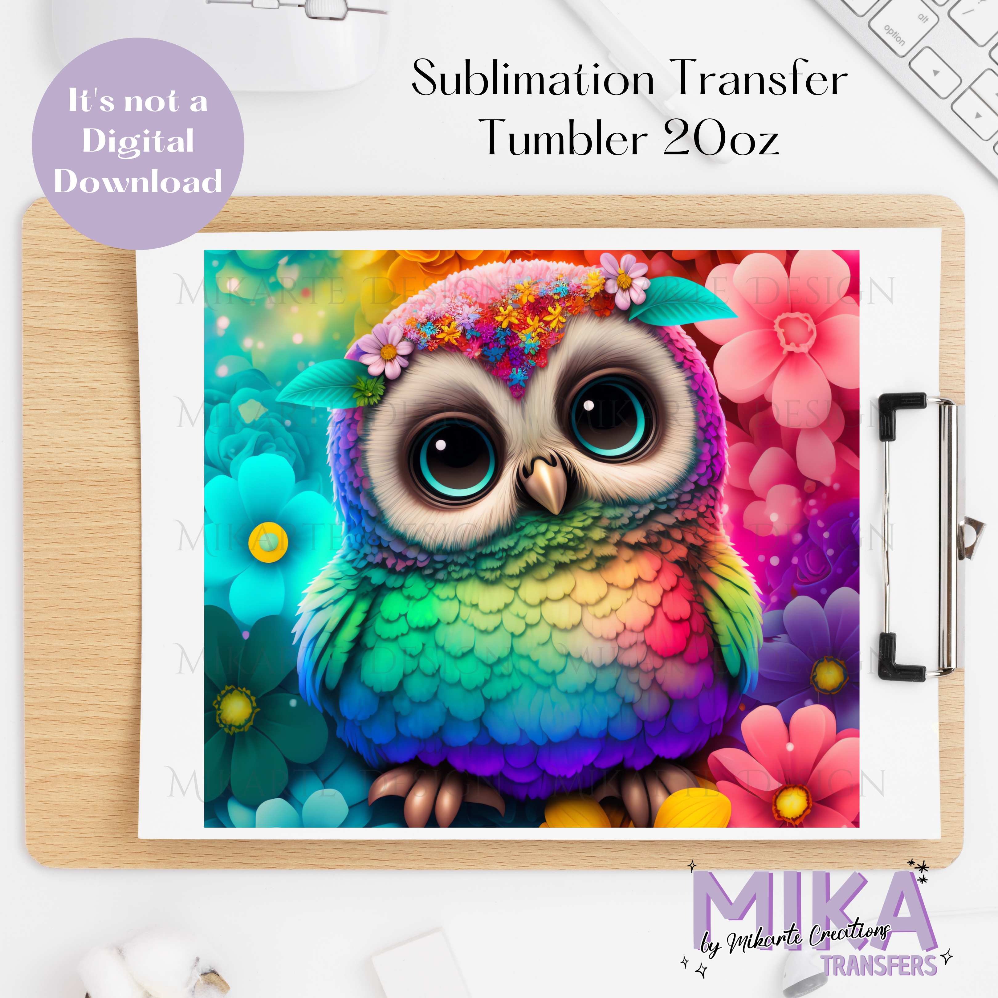 Owl Colorfull | Tumbler Sublimation Transfer