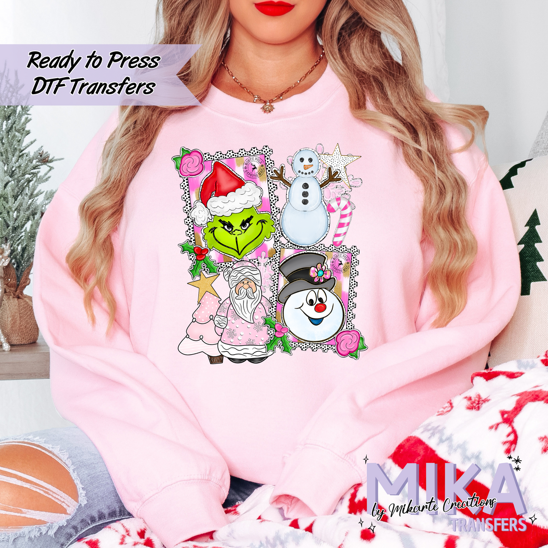 Pink and Green Christmas | DTF Transfe