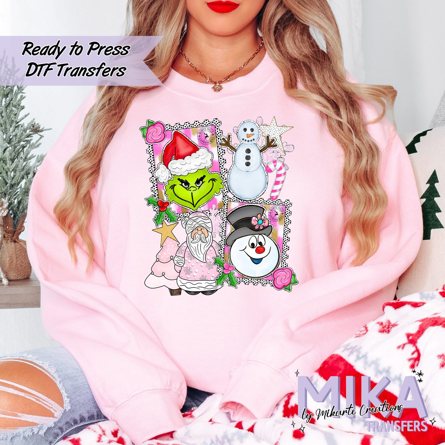 Pink and Green Christmas | DTF Transfe