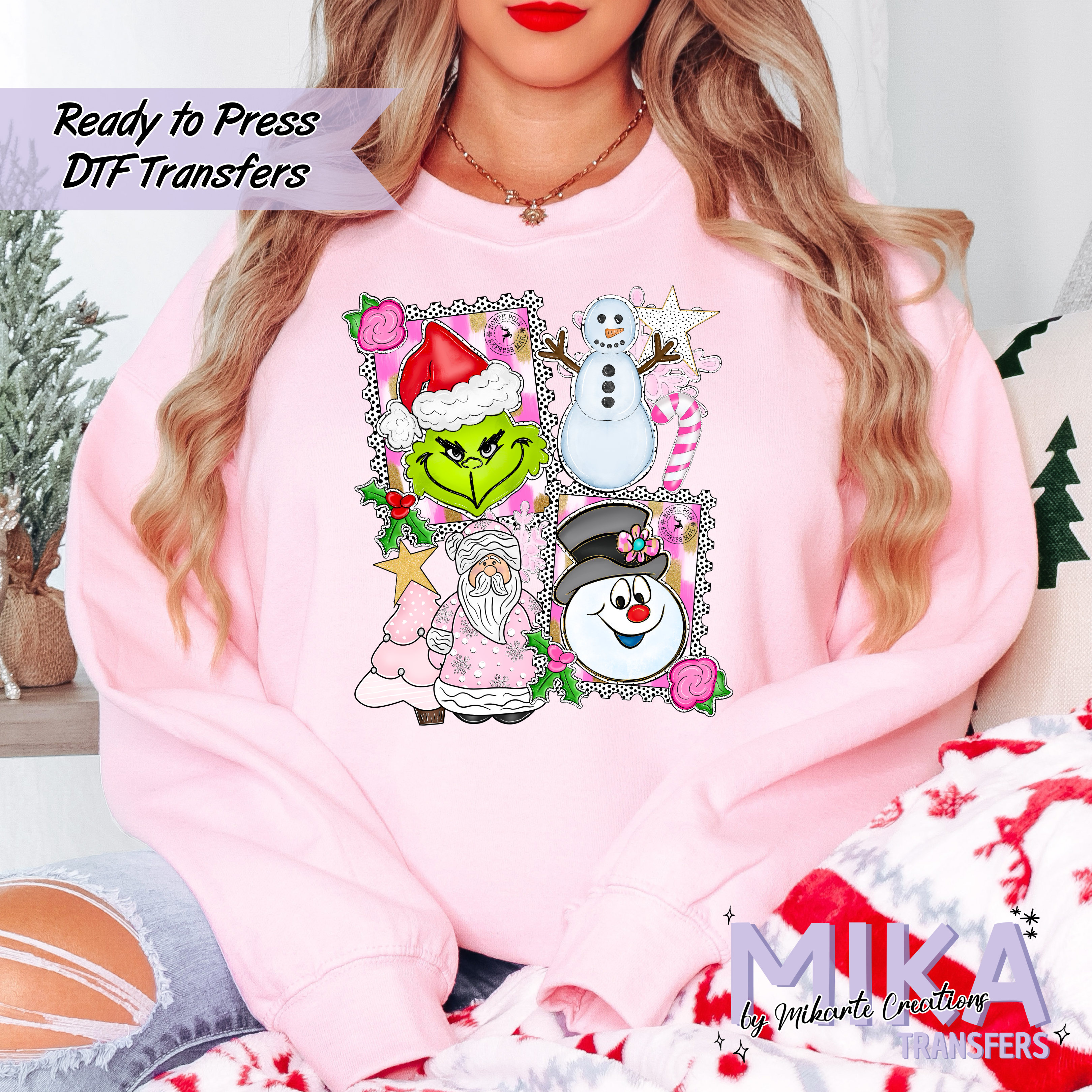 Pink and Green Christmas | DTF Transfe