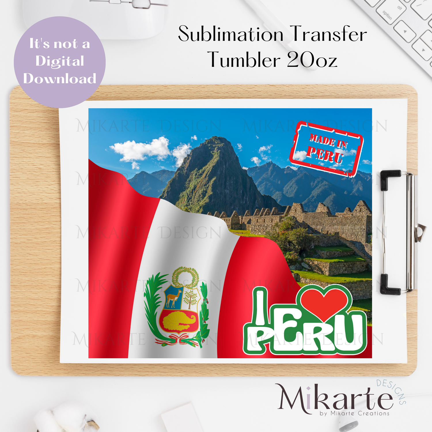 I Love Peru - Tumbler Sublimation Transfer